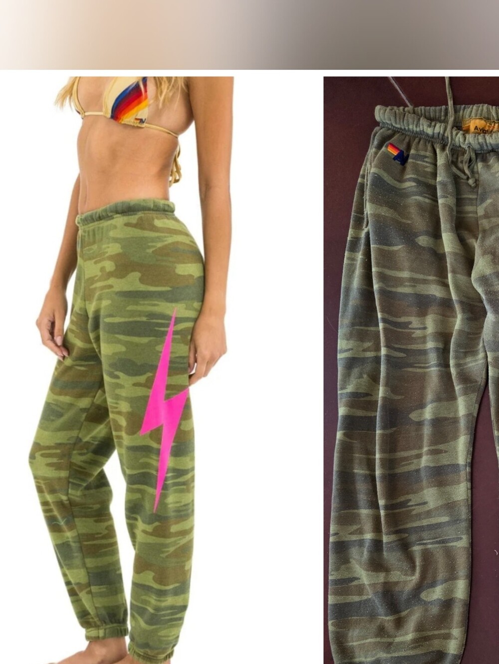 2 Aviator Nation Joggers: Vintage wash Pink + Camo Fits Small 25-27 Waist - Picture 3 of 9